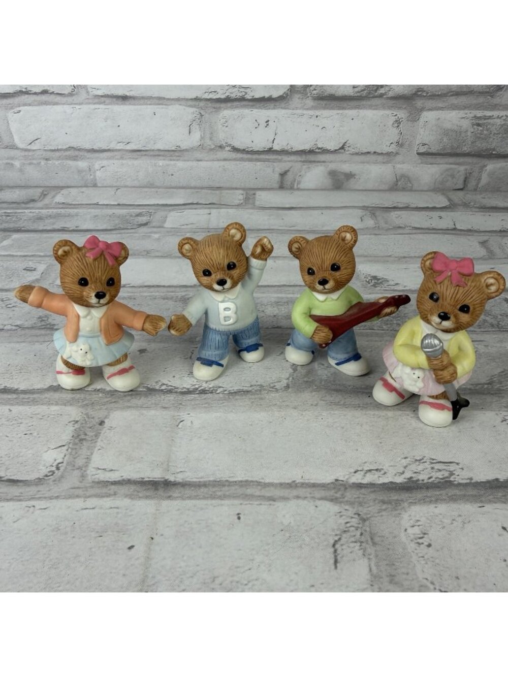 Homco #1421 Bear Figurines "1950’s Sock Hop" - Home Interiors (Set of 4)Vintage